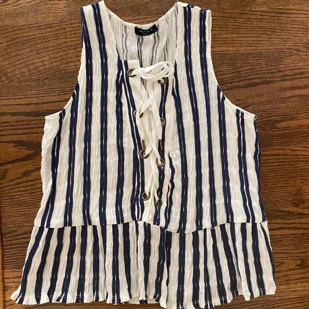 Navy and White tank